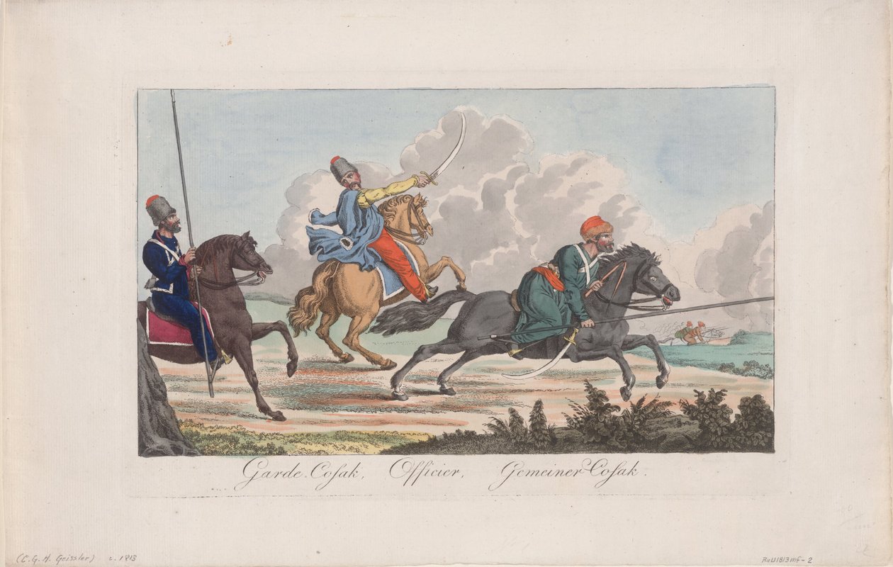 Life-Guards Cossack, Officer and Cossack by Christian Gottfried Heinrich Geissler