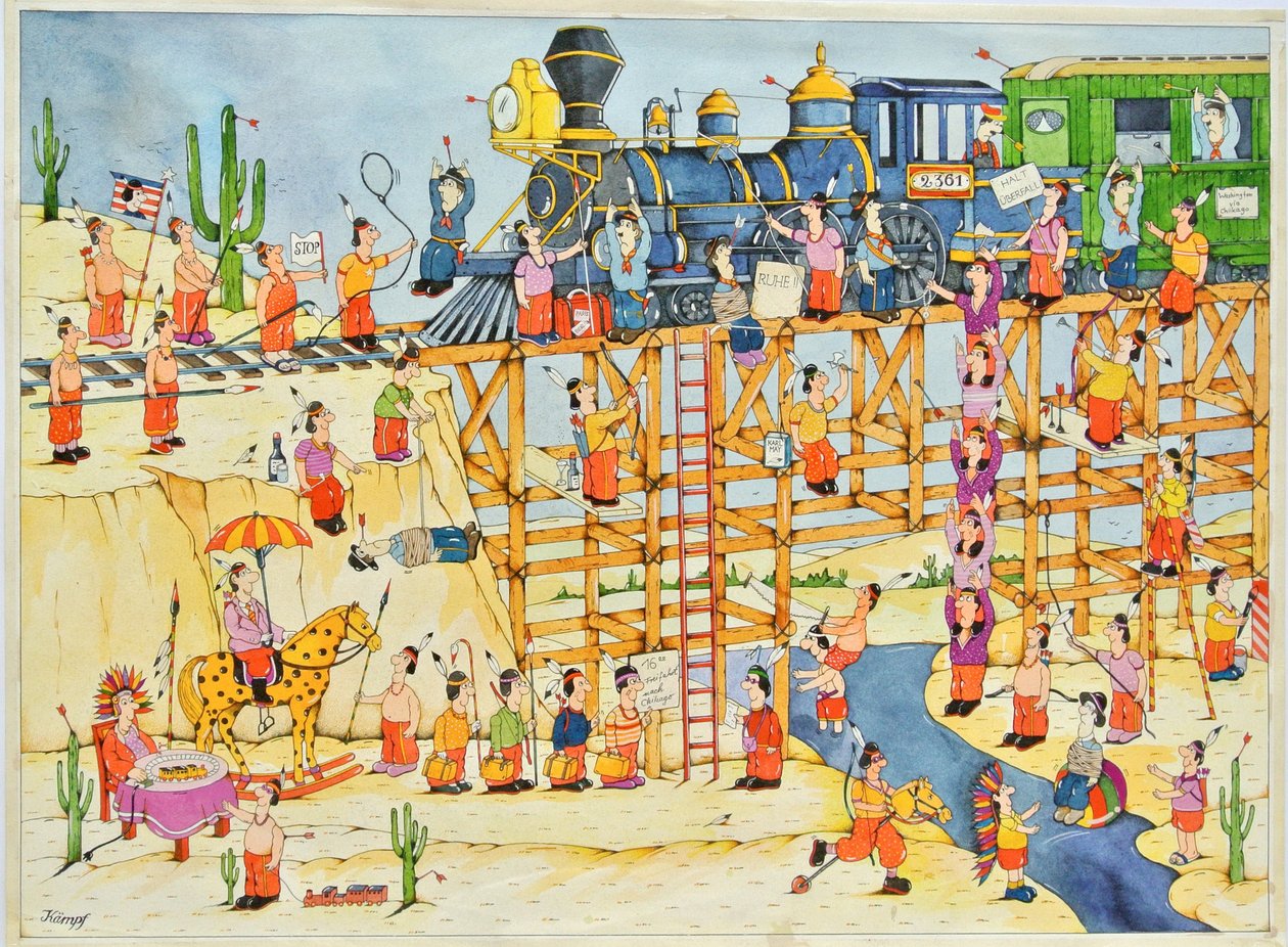 Indian Attack on a Train by Christian Kaempf