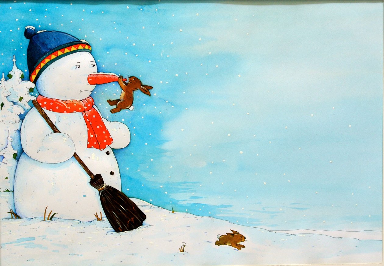 Snowman with Little Rabbit, 2012 by Christian Kaempf