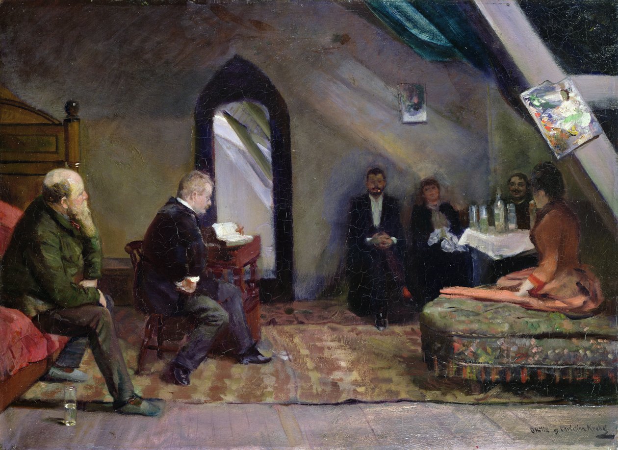 Reading in the studio by Christian Krohg