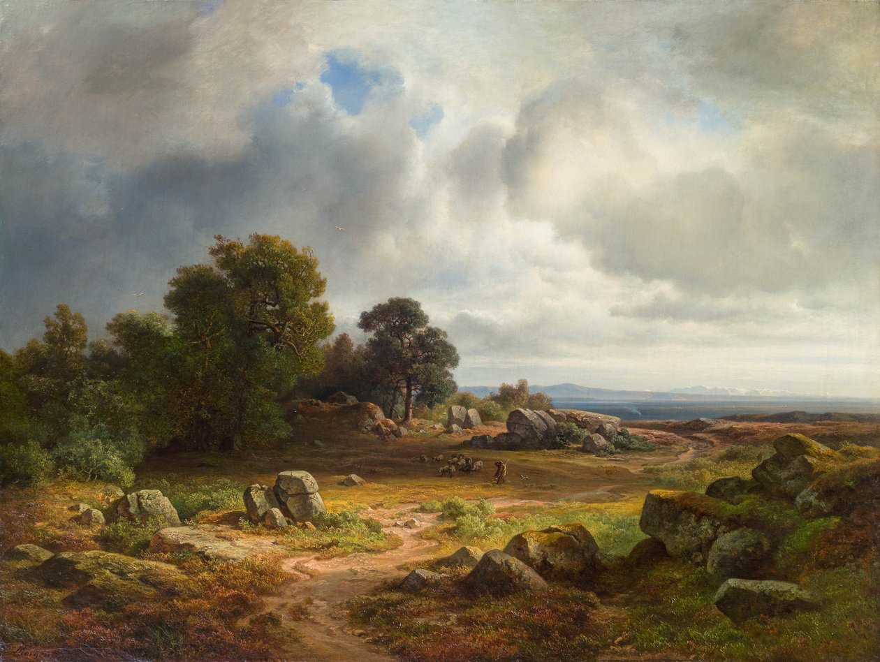 Wide Landscape with Sheep Herd by Christian Morgenstern