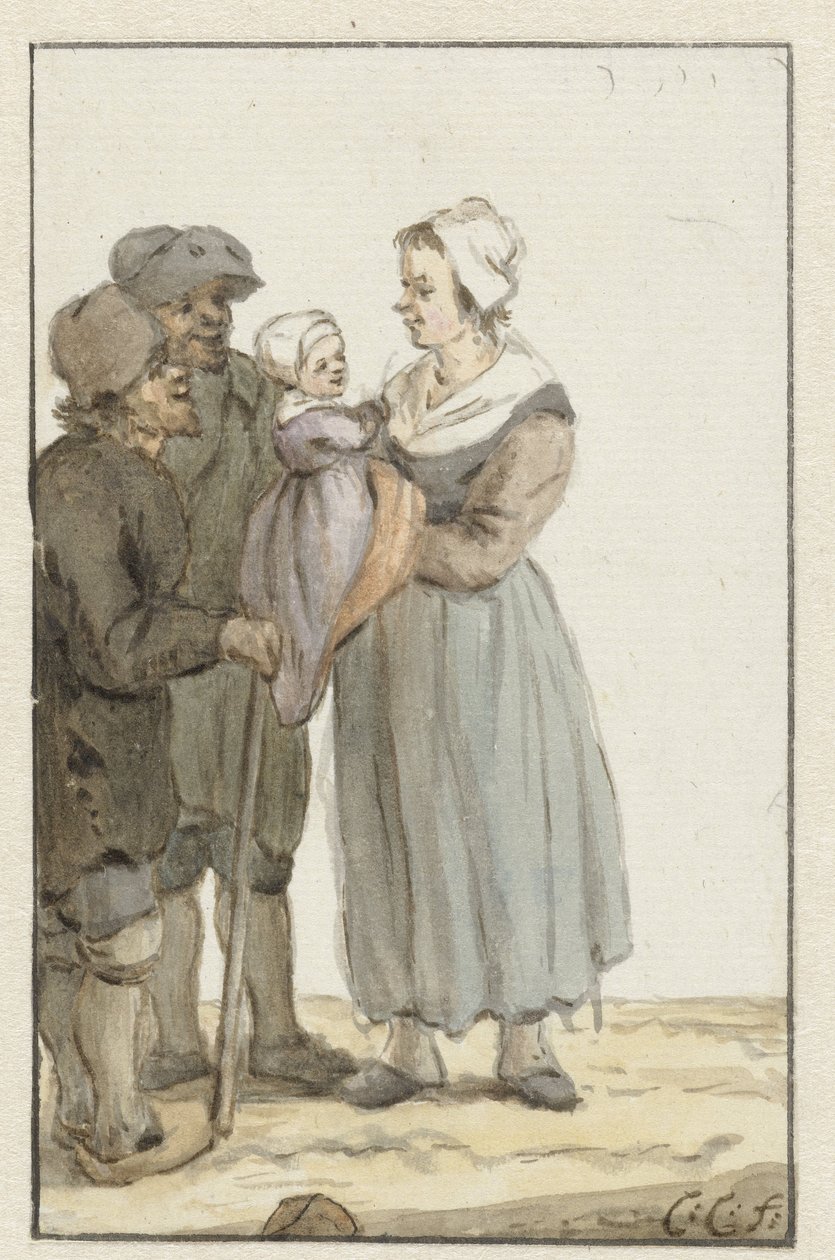 Woman with child by two men by Christina Chalon