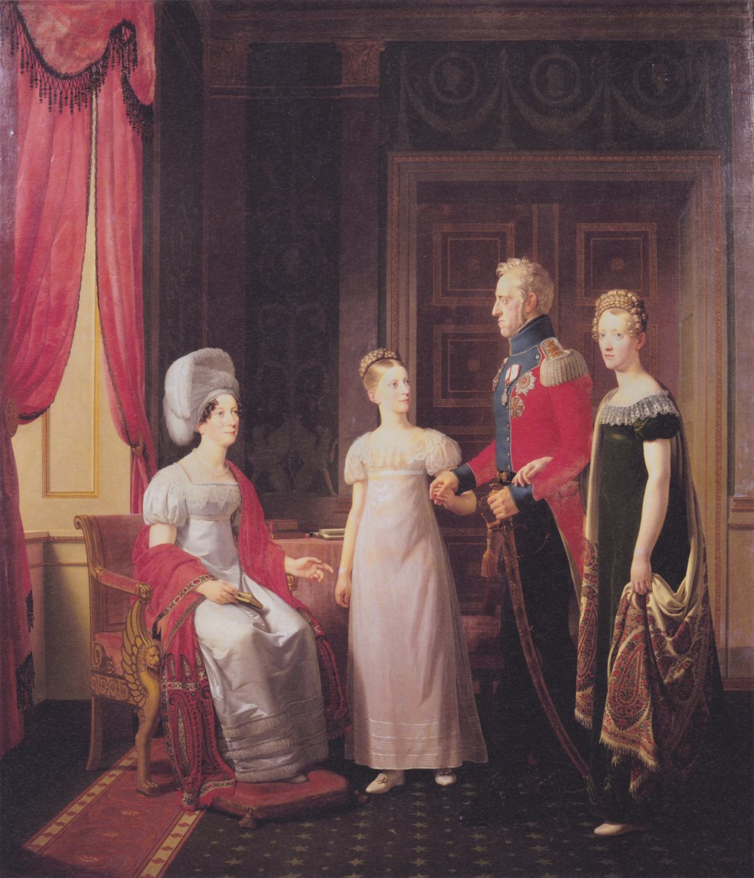 Frederik VI and Queen Marie with Princesses Caroline and Vilhelmine by Christoffer Wilhelm Eckersberg
