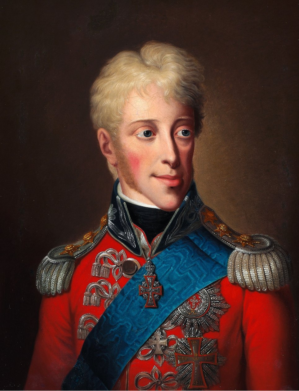 Portrait of Frederik VI (1784-1839) in a Red Jacket and with the Order of the Elephant by Christoph Wilhelm Wohlien
