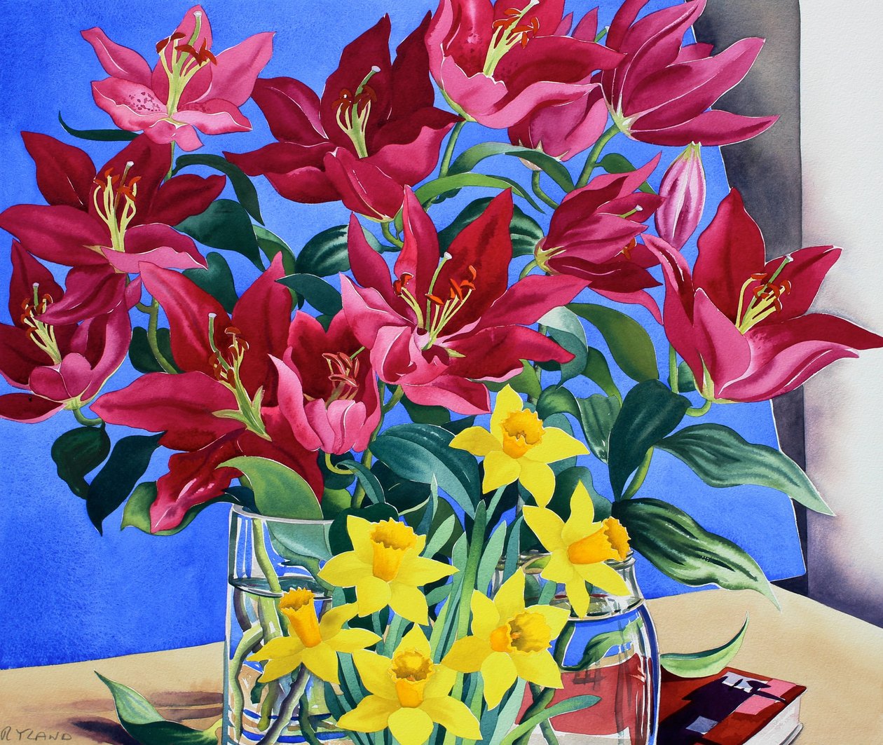 Magenta Lilies and Daffodils by Christopher Ryland
