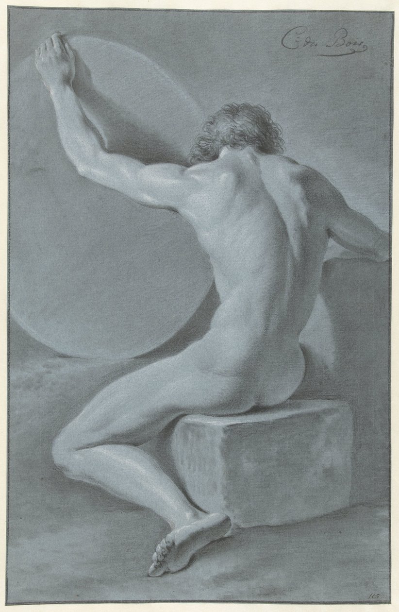 Seated Male Nude, Seen from the Back by Chrétien Dubois