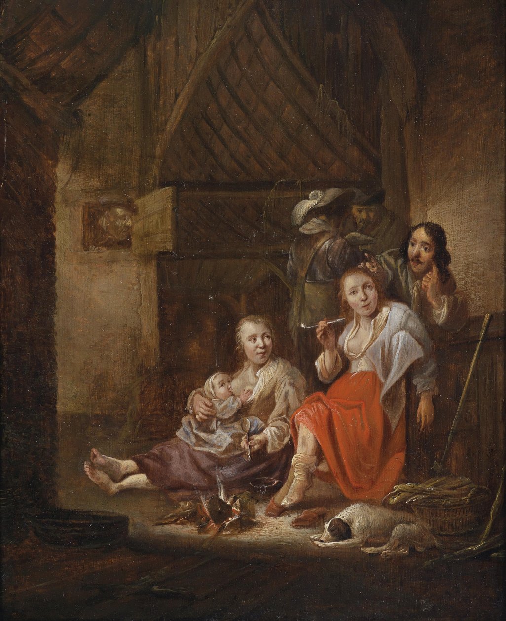 Peasant Interior with Figures by a Hearth by Circle of Anthonie Palamedes