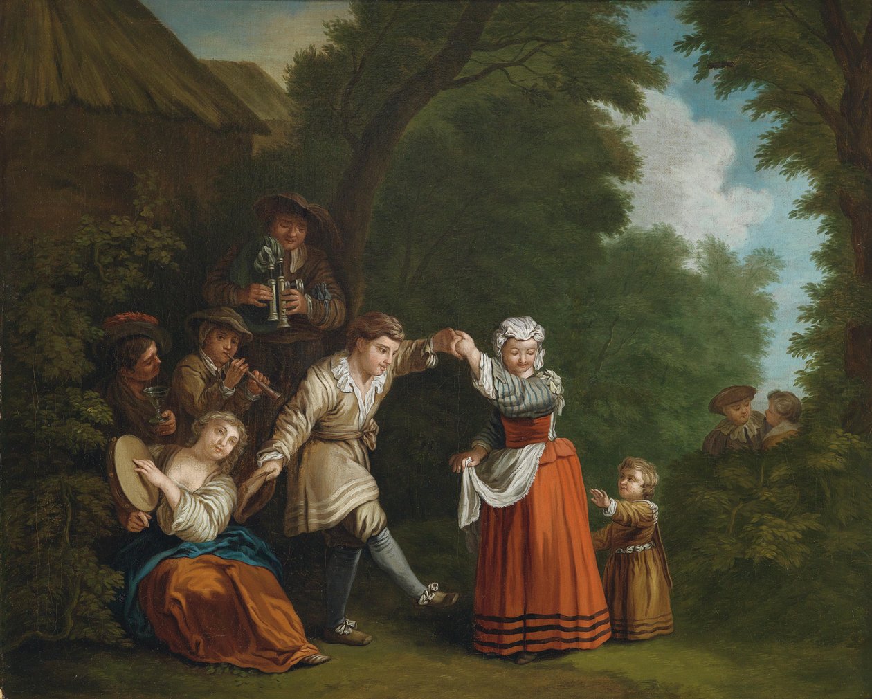 A Rural Dance (with Bagpiper) by Circle of Jean Baptiste Le Prince