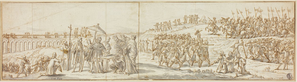 Pope Visiting Construction Site of a Bridge by Ciro Ferri