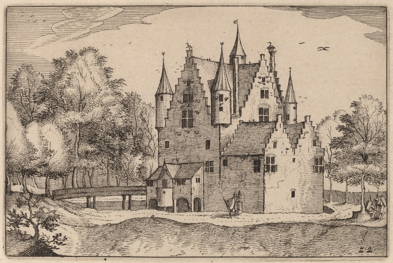A Castle by Claes Jansz Visscher after Johannes van Doetechum, the Elder after Lucas