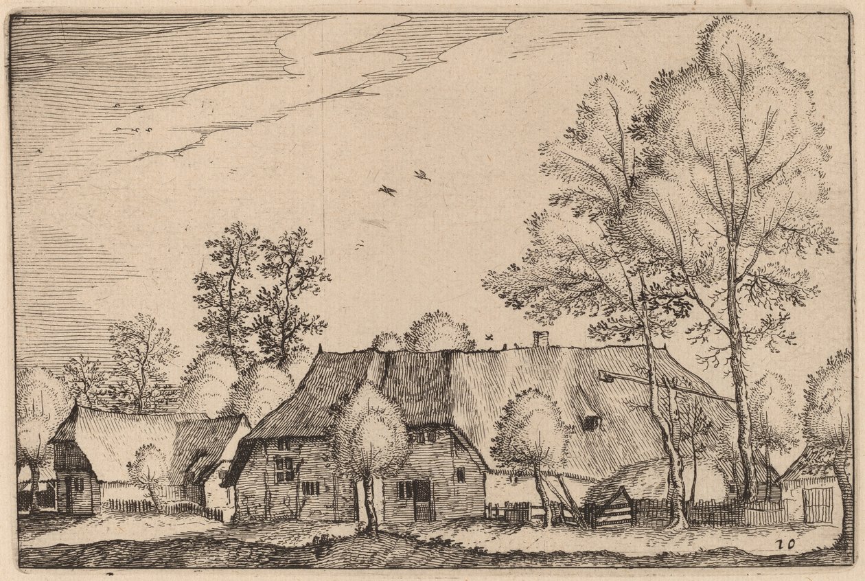 Large Farm by Claes Jansz Visscher after Johannes van Doetechum, the Elder after Lucas