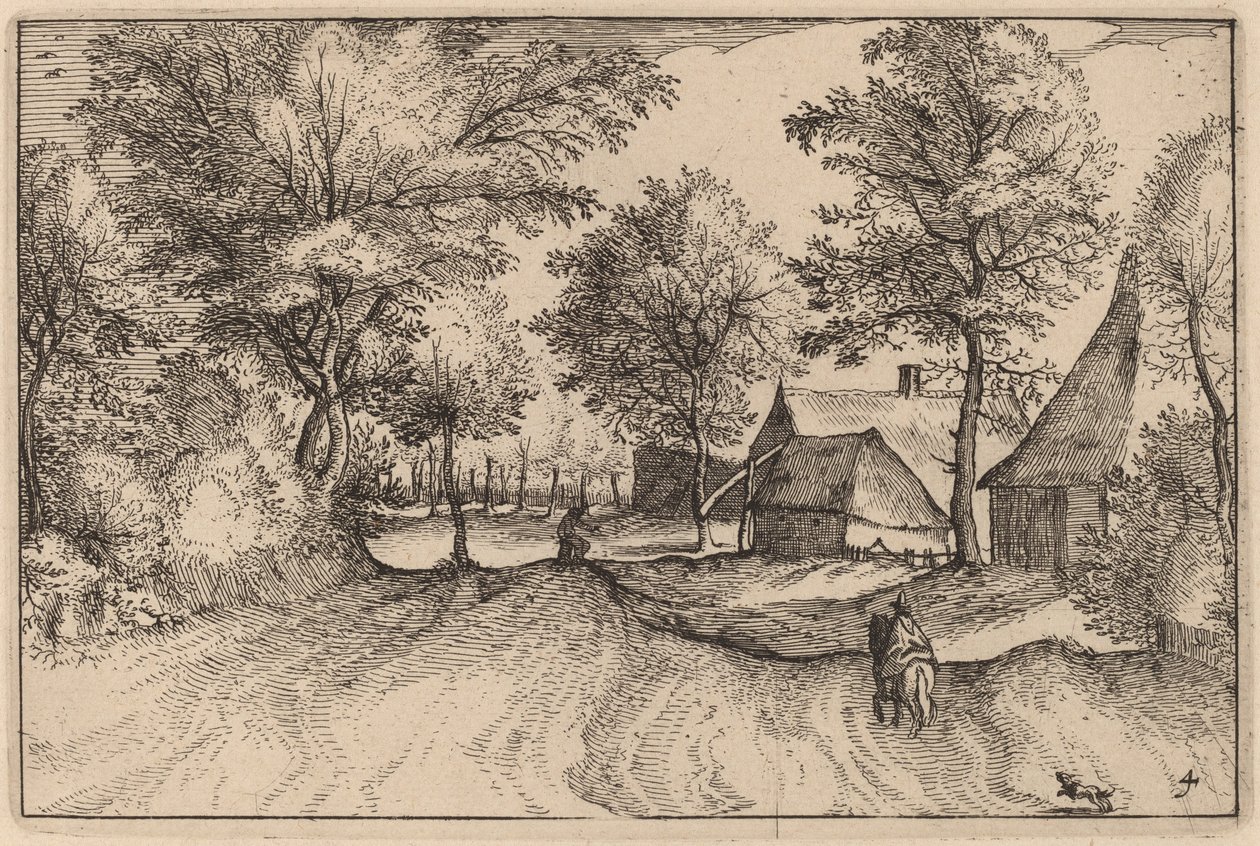 Village Road by Claes Jansz Visscher after Johannes van Doetechum, the Elder after Lucas