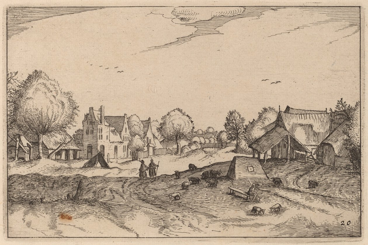 Village Road by Claes Jansz Visscher after Johannes van Doetechum, the Elder after Lucas