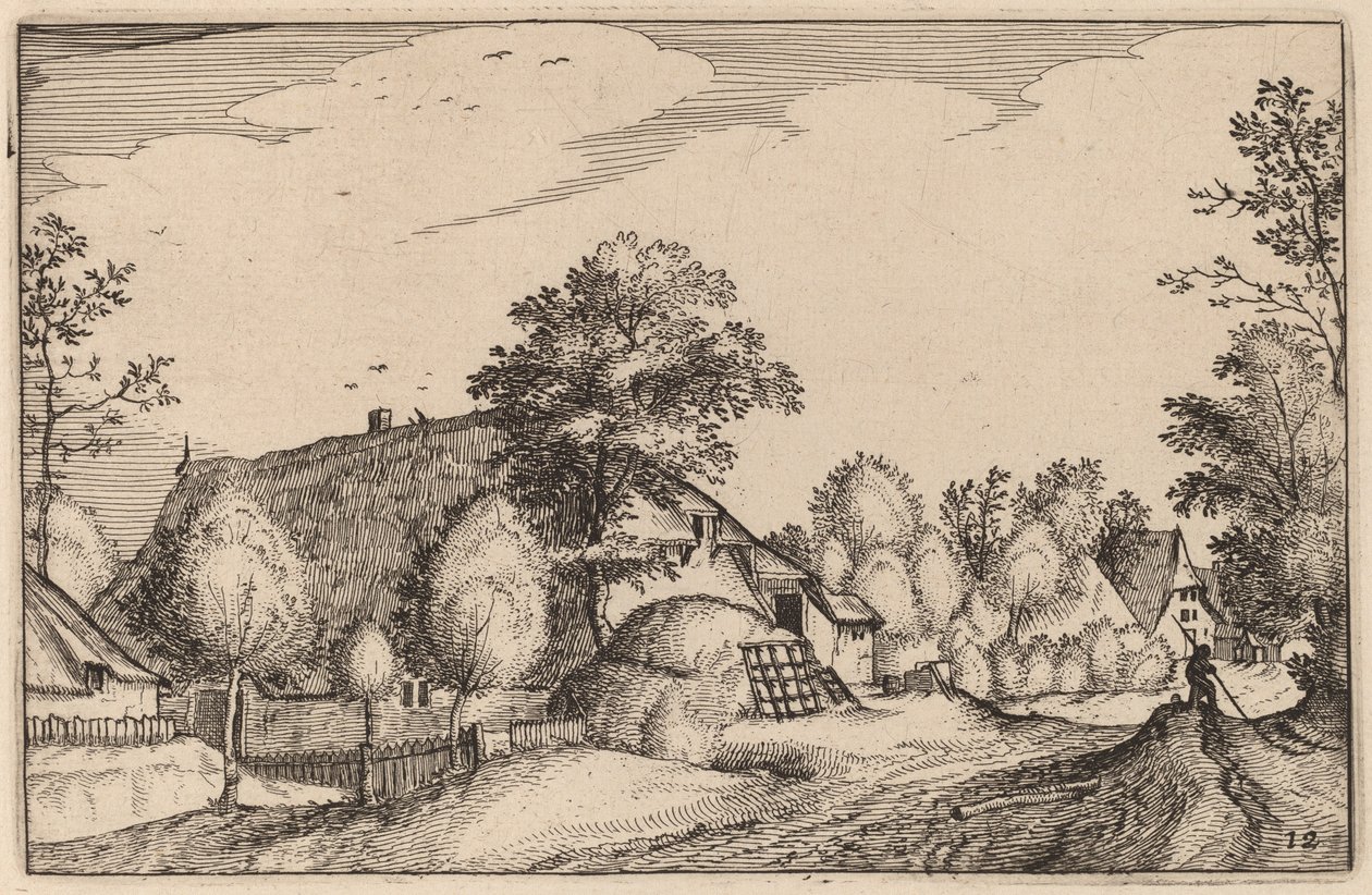 Village Road by Claes Jansz Visscher after Lucas van Doetechum after Master of the Small Landscapes after Johannes