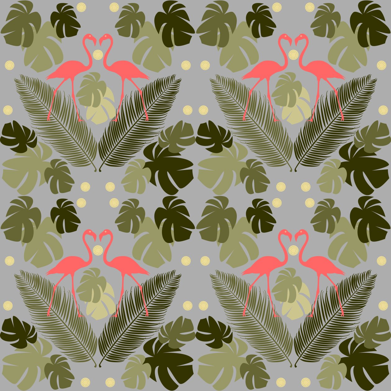 Flamingo and Palms by Claire Huntley
