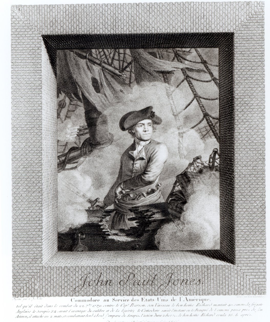 John Paul Jones, Commodore in the Service of the United States of America, engraved by Carl Guttenberg by Claude Jacques Notte