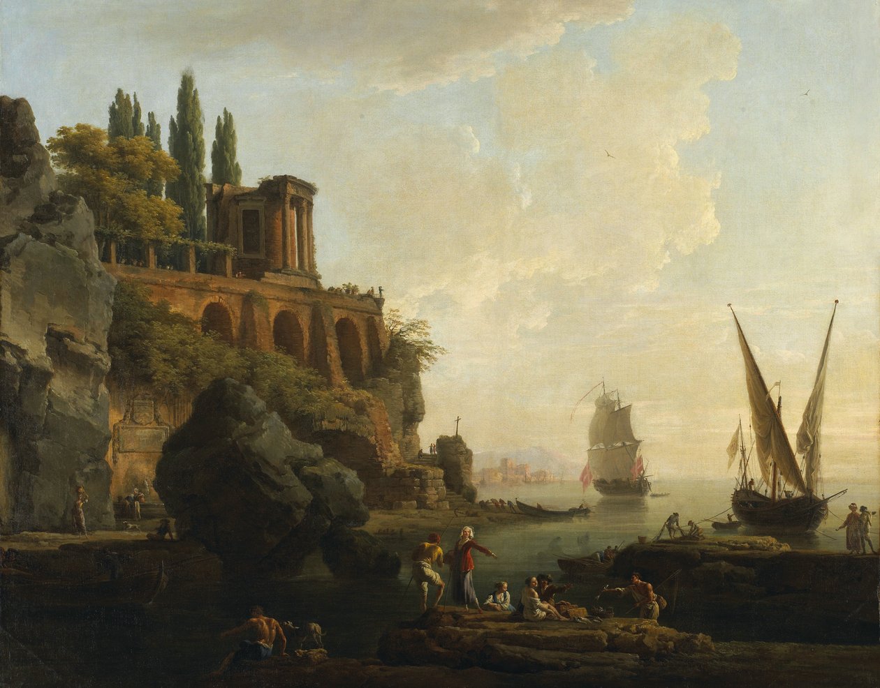 Imaginary Landscape, Italian Harbor Scene by Claude Joseph Vernet