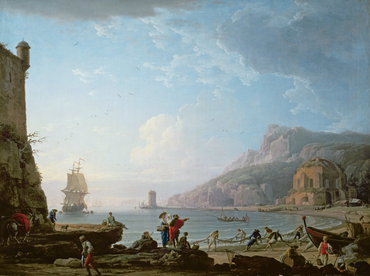 Morning scene in a bay by Claude Joseph Vernet