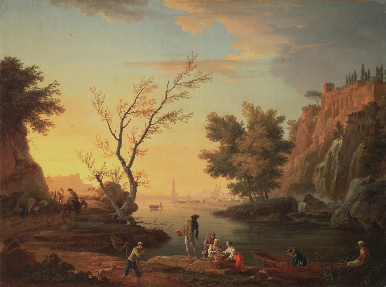Seaport at Sunset by Claude Joseph Vernet