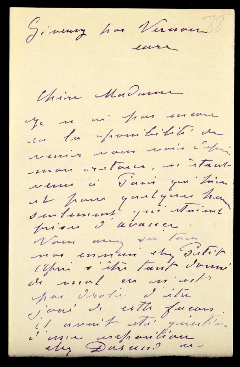Letter from Claude Monet to Berthe Morisot, 1888 by Claude Monet