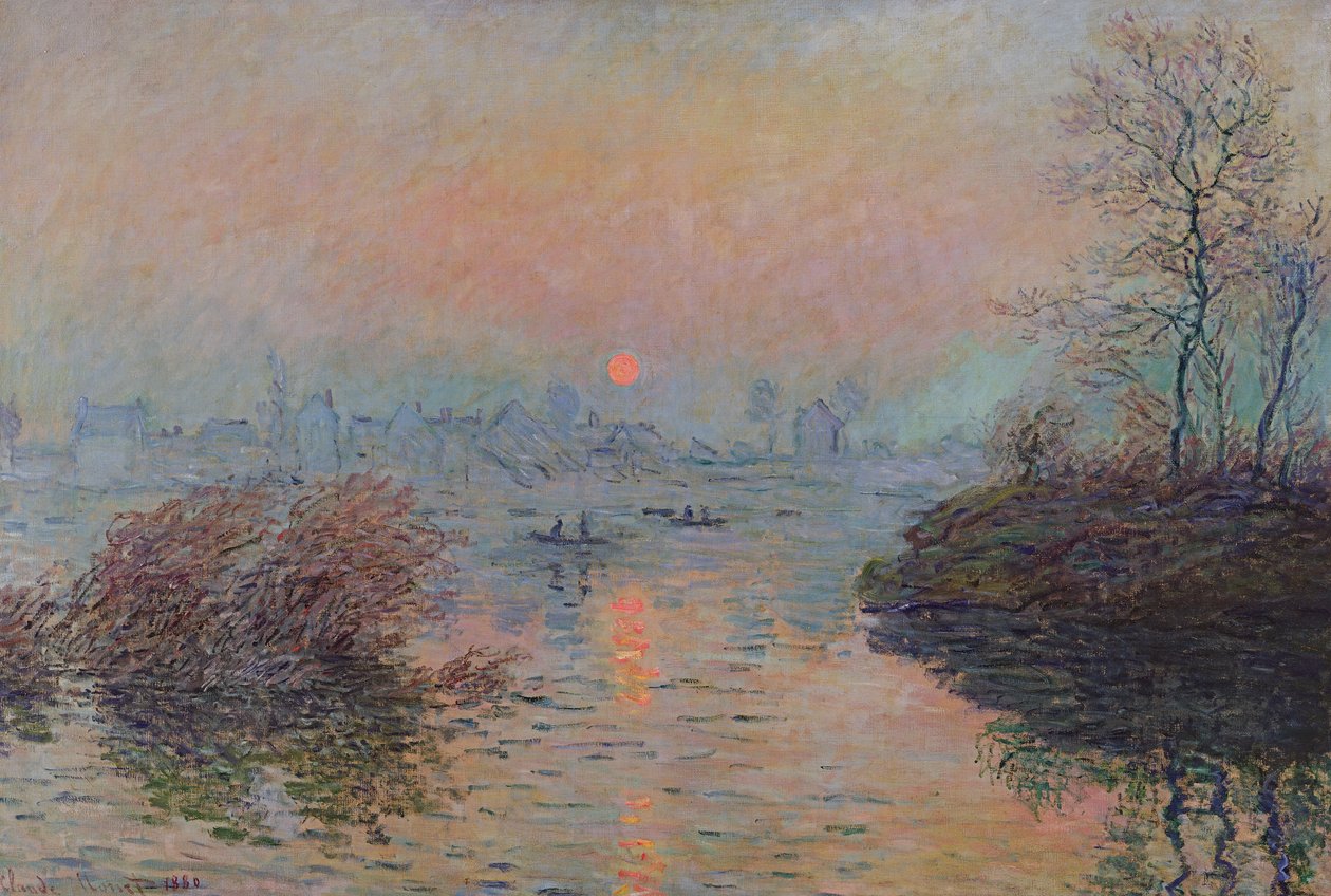 Sun Setting over the Seine at Lavacourt. Winter Effect by Claude Monet