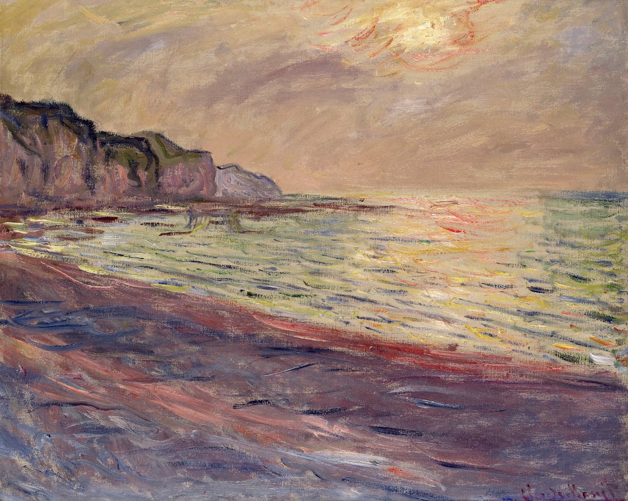 The Beach at Pourville, Setting Sun, 1882 by Claude Monet