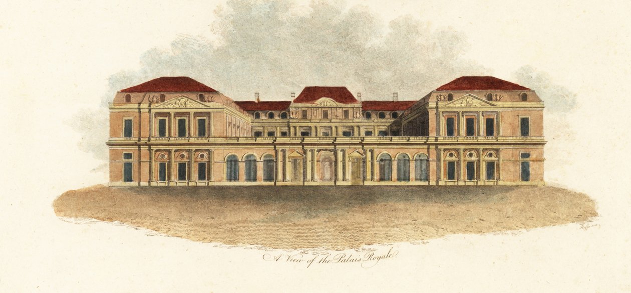 A View of the Palais-Royal, Paris by Claude Aubriet