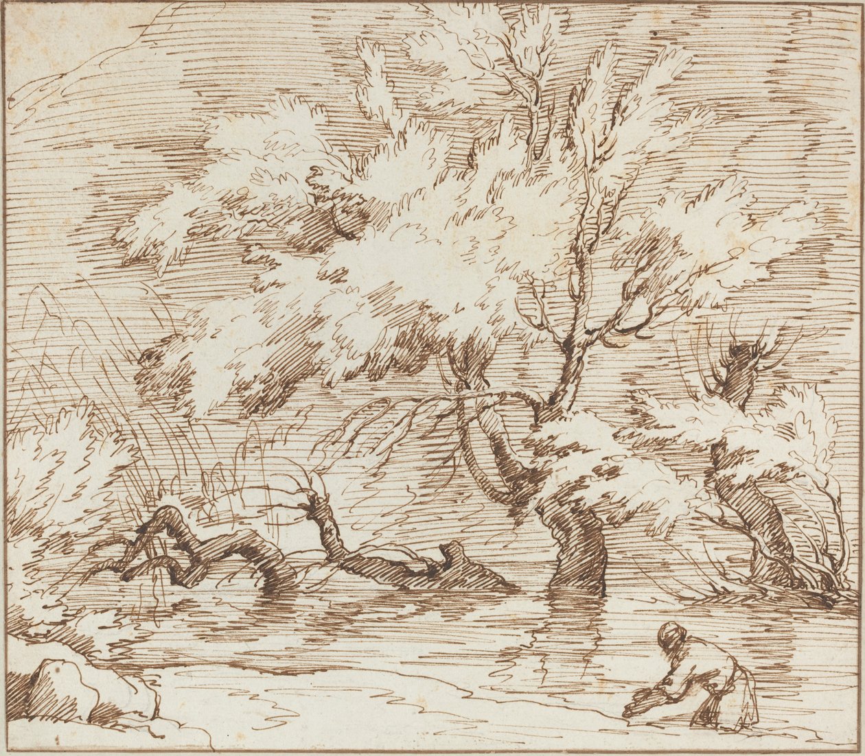 Trees Reflected in a Brook by Claude Joseph Vernet