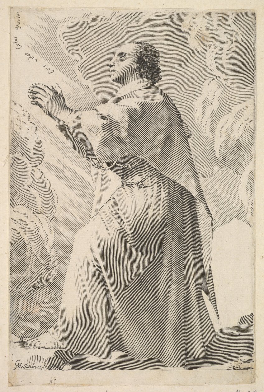 A Young Saint in Prayer by Claude Mellan