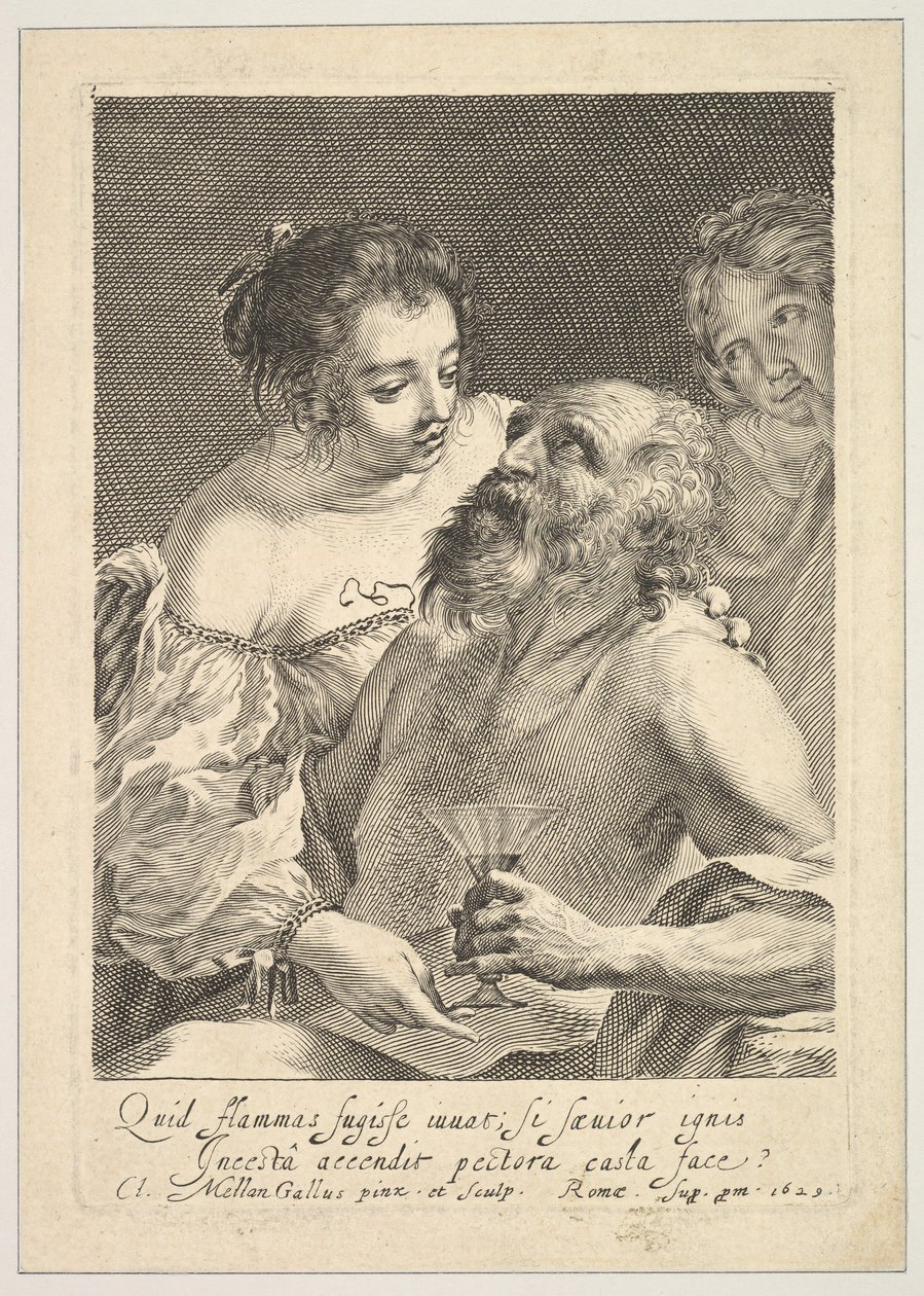 Lot and His Daughters by Claude Mellan