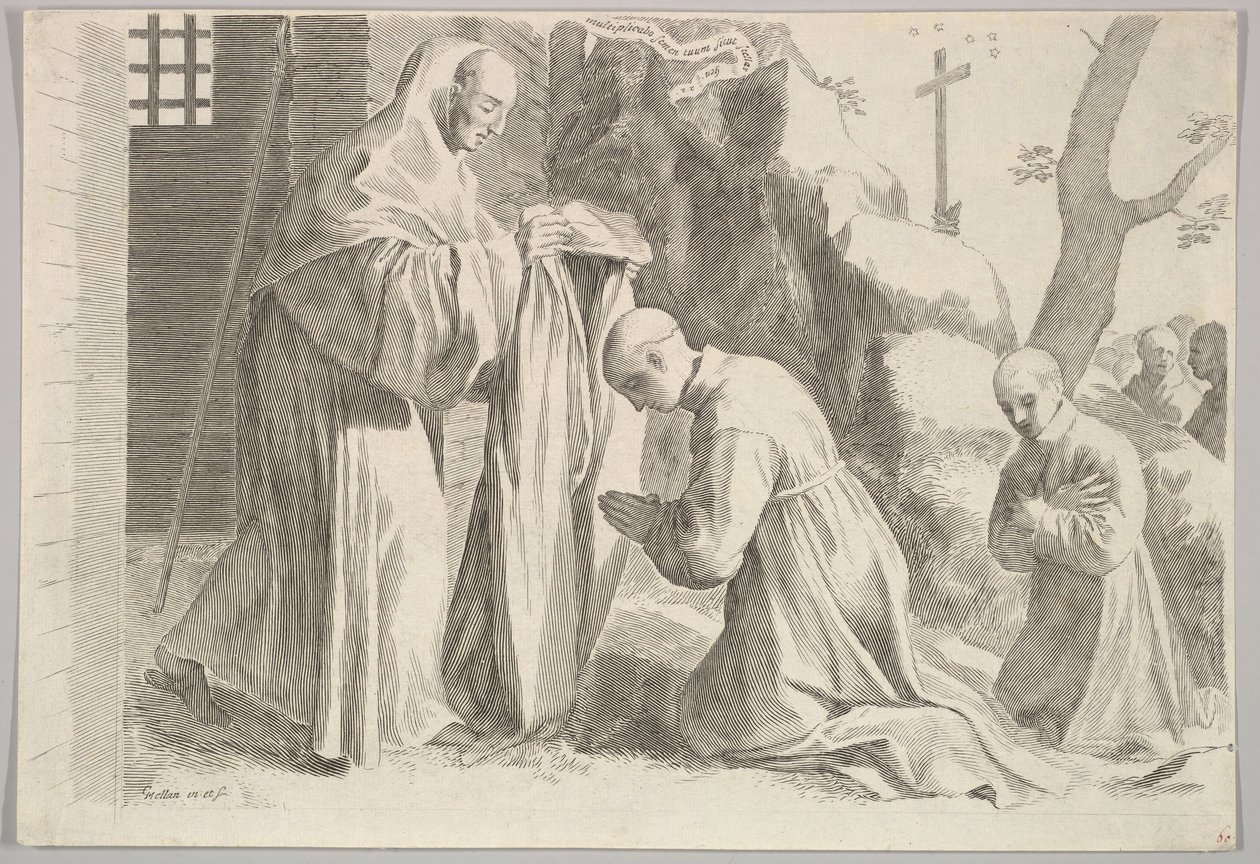 St. Bernard Receives a Monks Habit by Claude Mellan