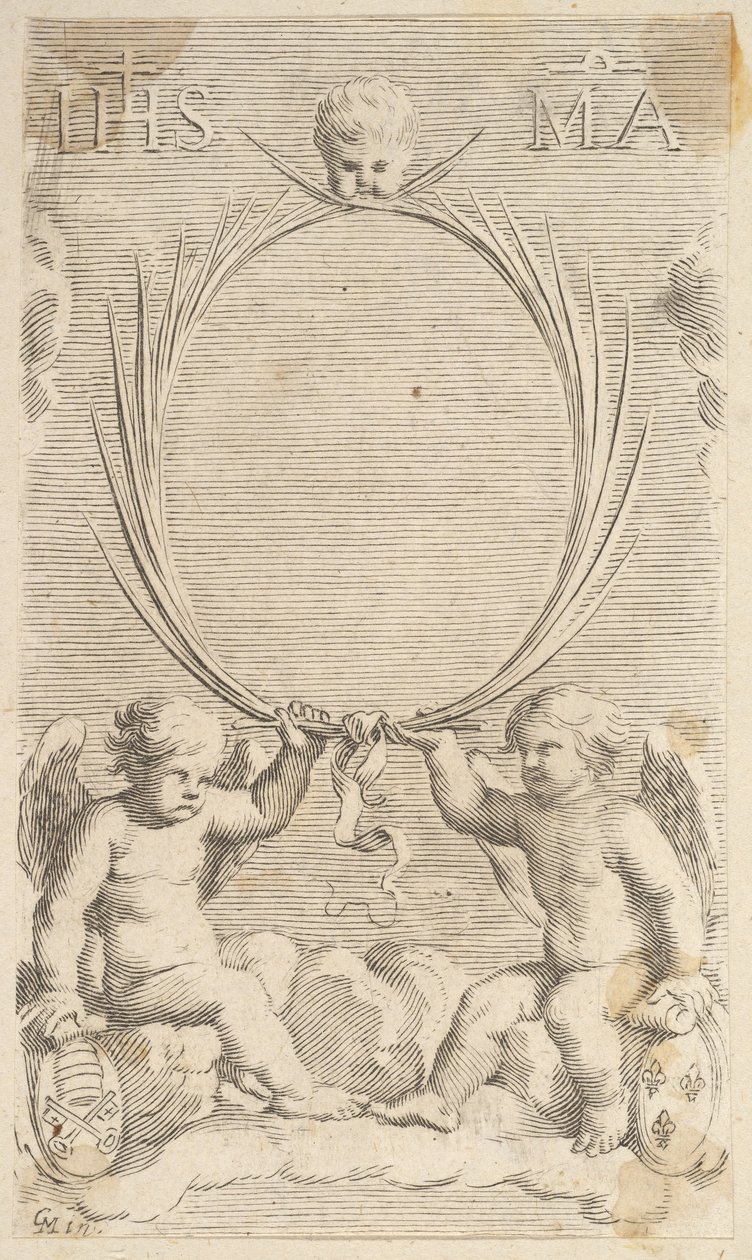 Two Angels Seated on Clouds by Claude Mellan