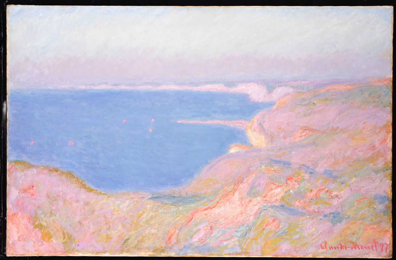 On the Cliffs near Dieppe, Sunset by Claude Monet