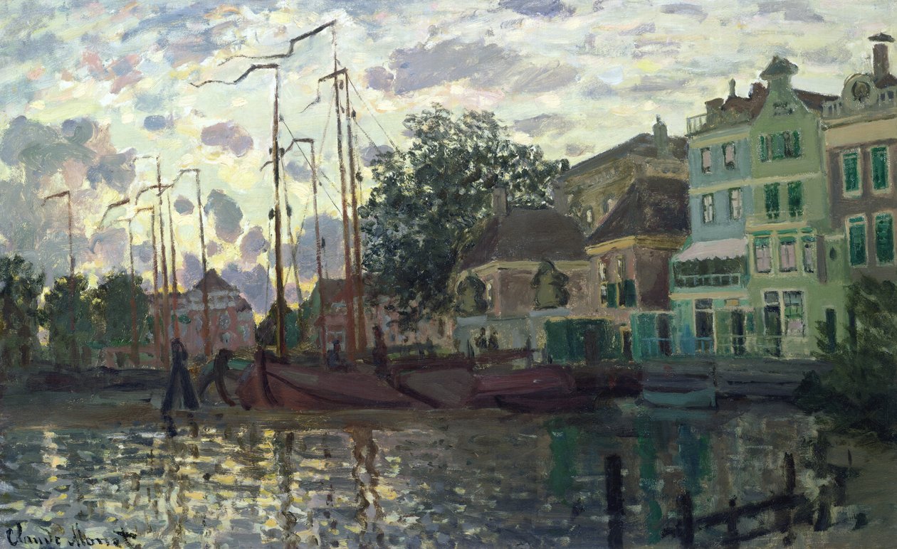 The Dam at Zaandam, Evening by Claude Monet