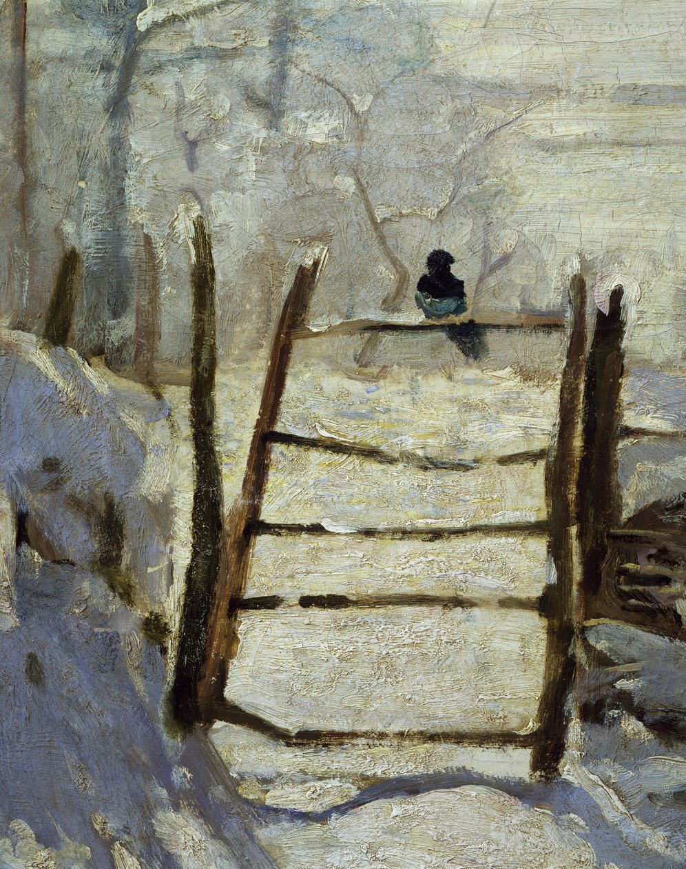 The Magpie (detail) by Claude Monet