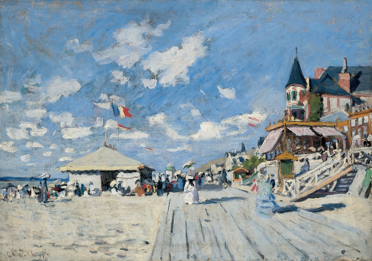 The Boardwalk on the Beach at Trouville by Claude Monet
