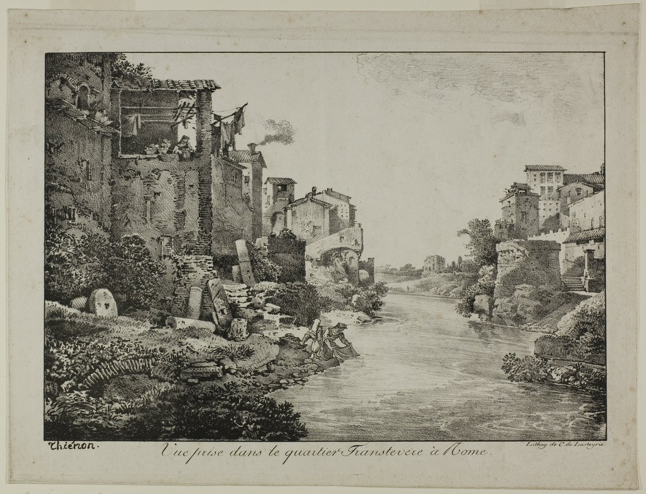 View in the Trastevere Quarter, Rome by Claude Thienon