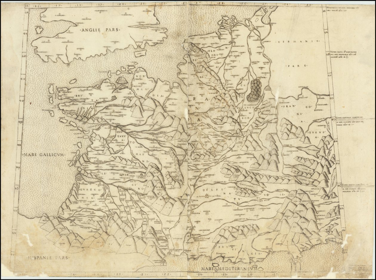 1507 Ptolemaic Map of France by Claudius Ptolemy