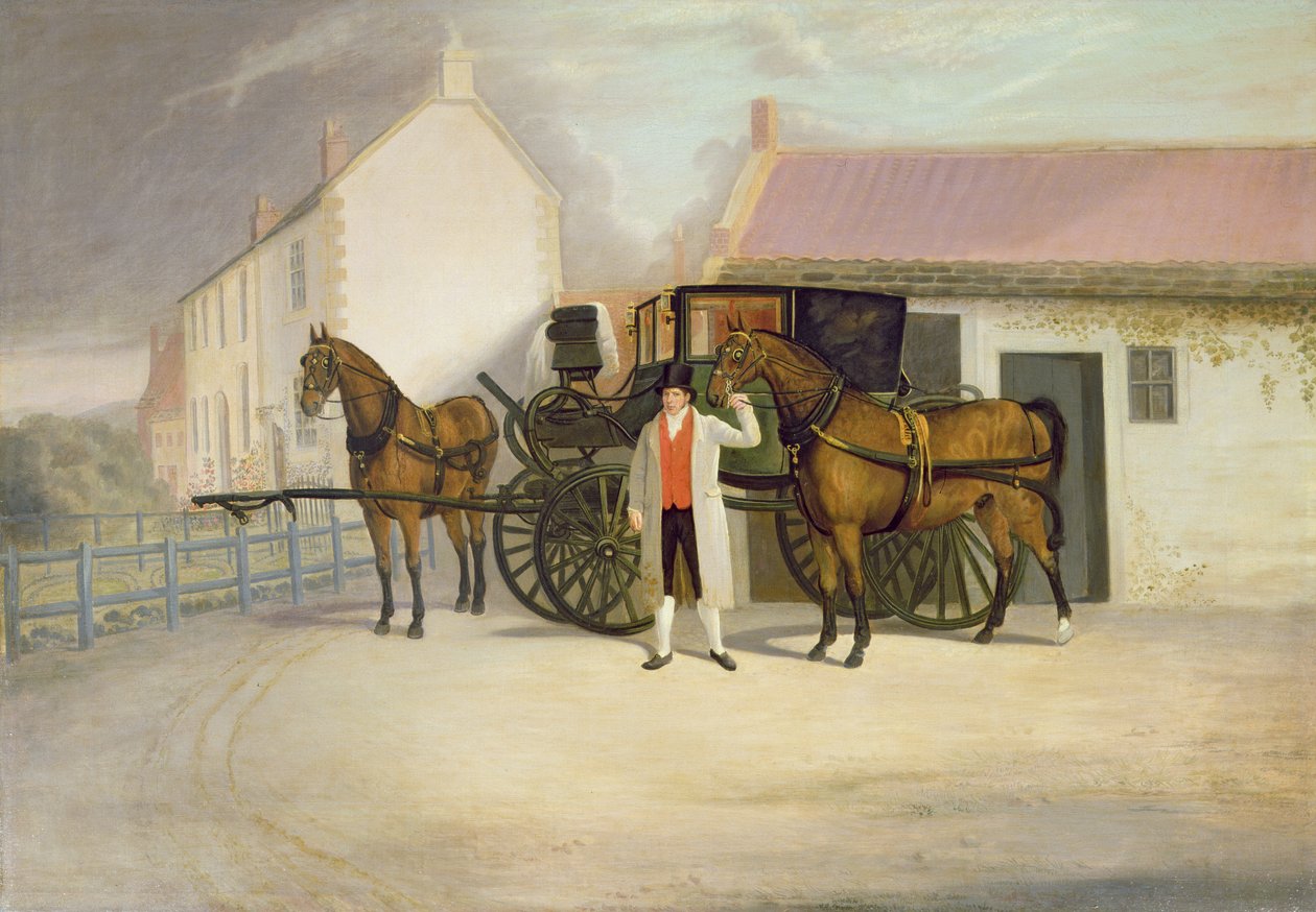 A Groom Holding a Carriage Team by Clifton Tomson
