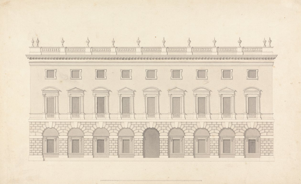 Unidentified Town House: Front Elevation by Colen Campbell