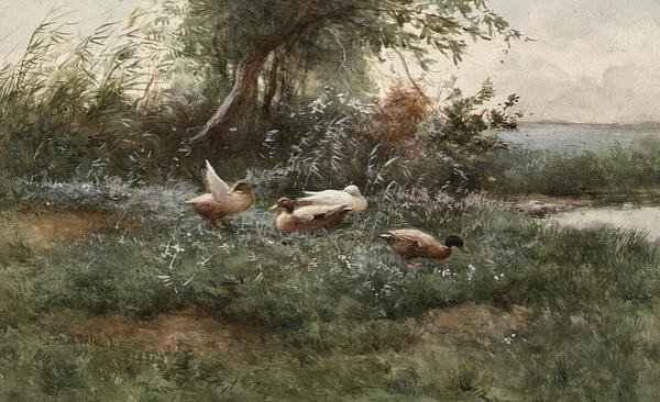 Ducks by a Pond by Constant Artz