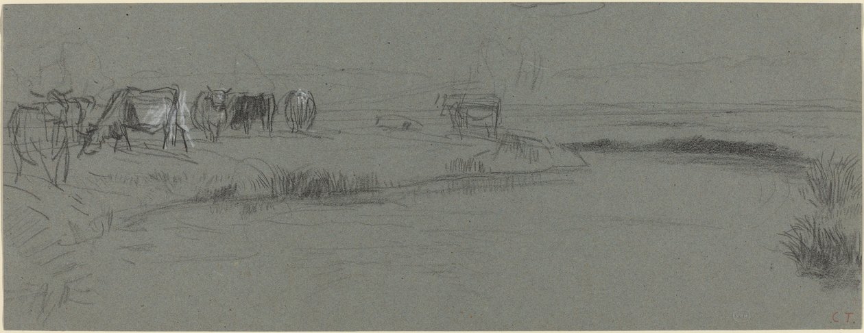 River Bank with Cattle by Constant Troyon