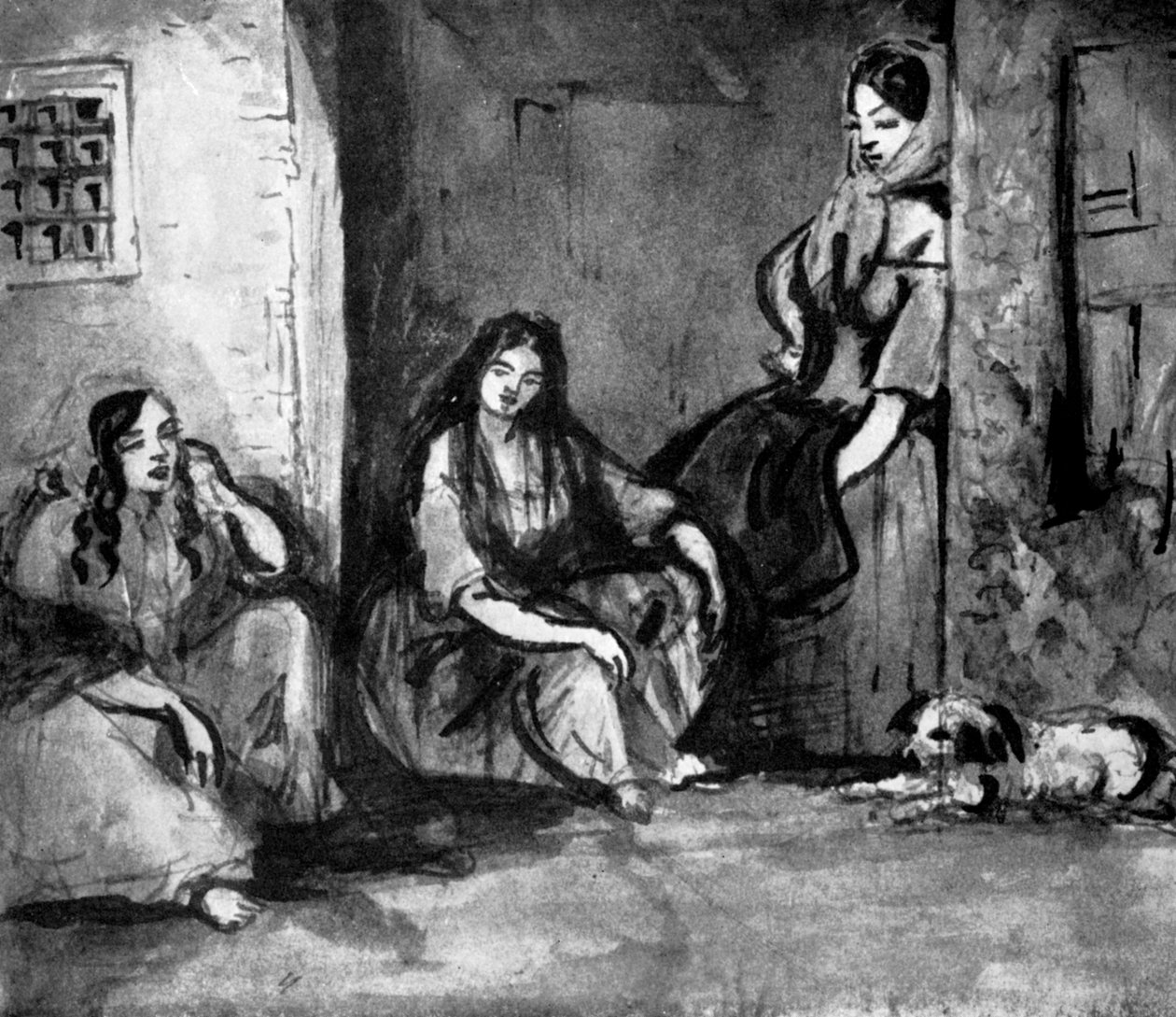On the Door-step, 19th century by Constantin Guys