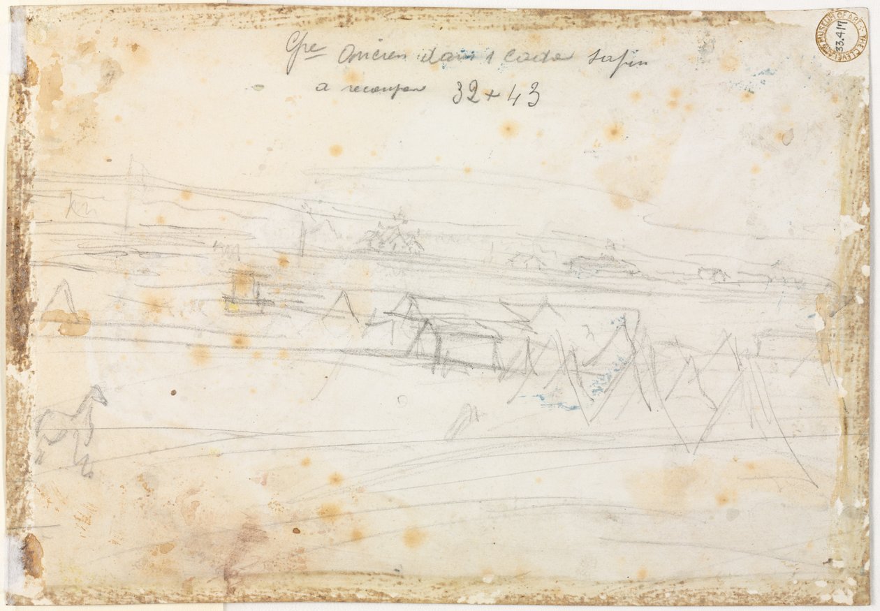 War Encampment Scene verso by Constantin Guys