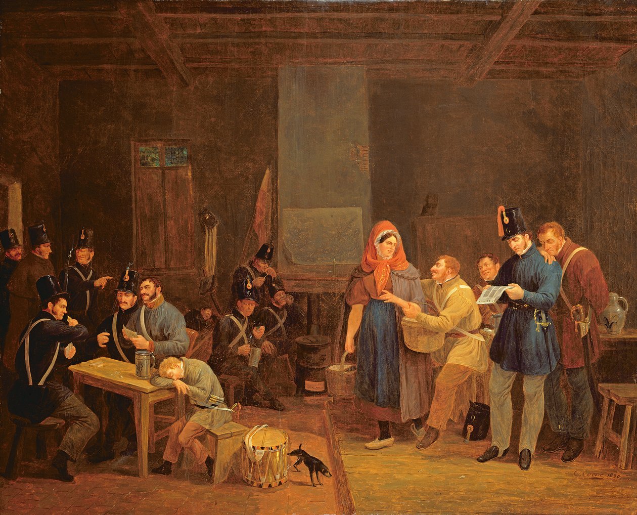 Guardroom of the Urban Guard of Brussels, 1830 by Constantinus Fidelio Coene