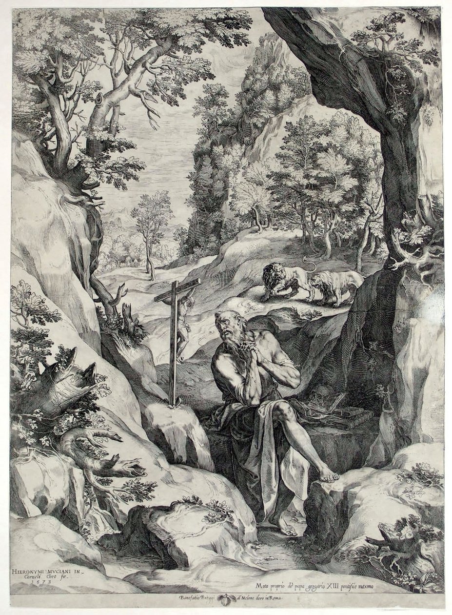 Saint Jerome Penitent in the Wilderness by Cornelis Cort