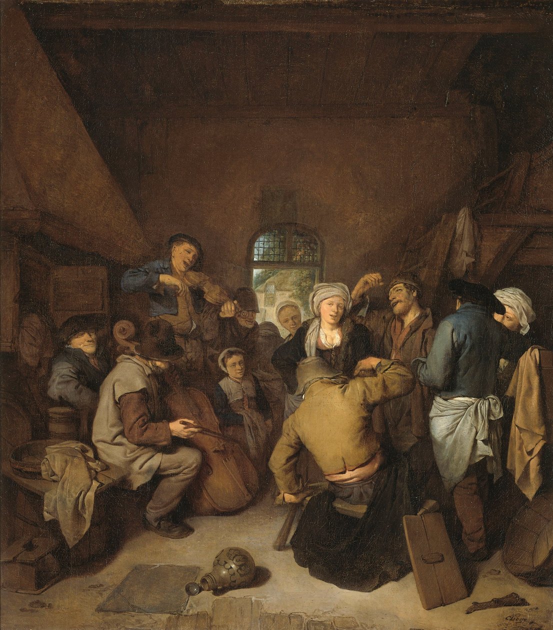 Peasants making music and dancing by Cornelis Pietersz Bega