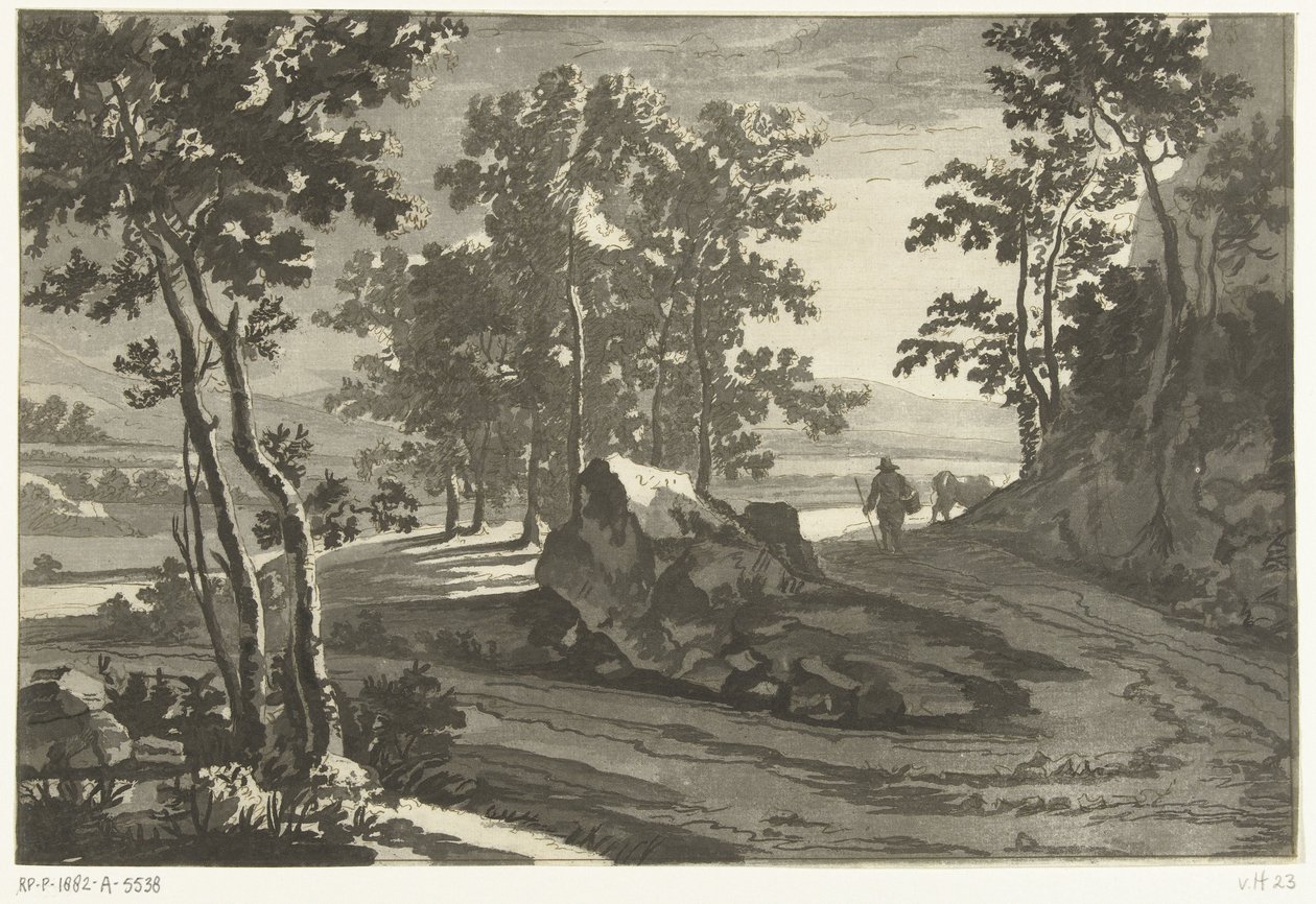 Wooded Landscape with Cattle Driver by Cornelis Brouwer