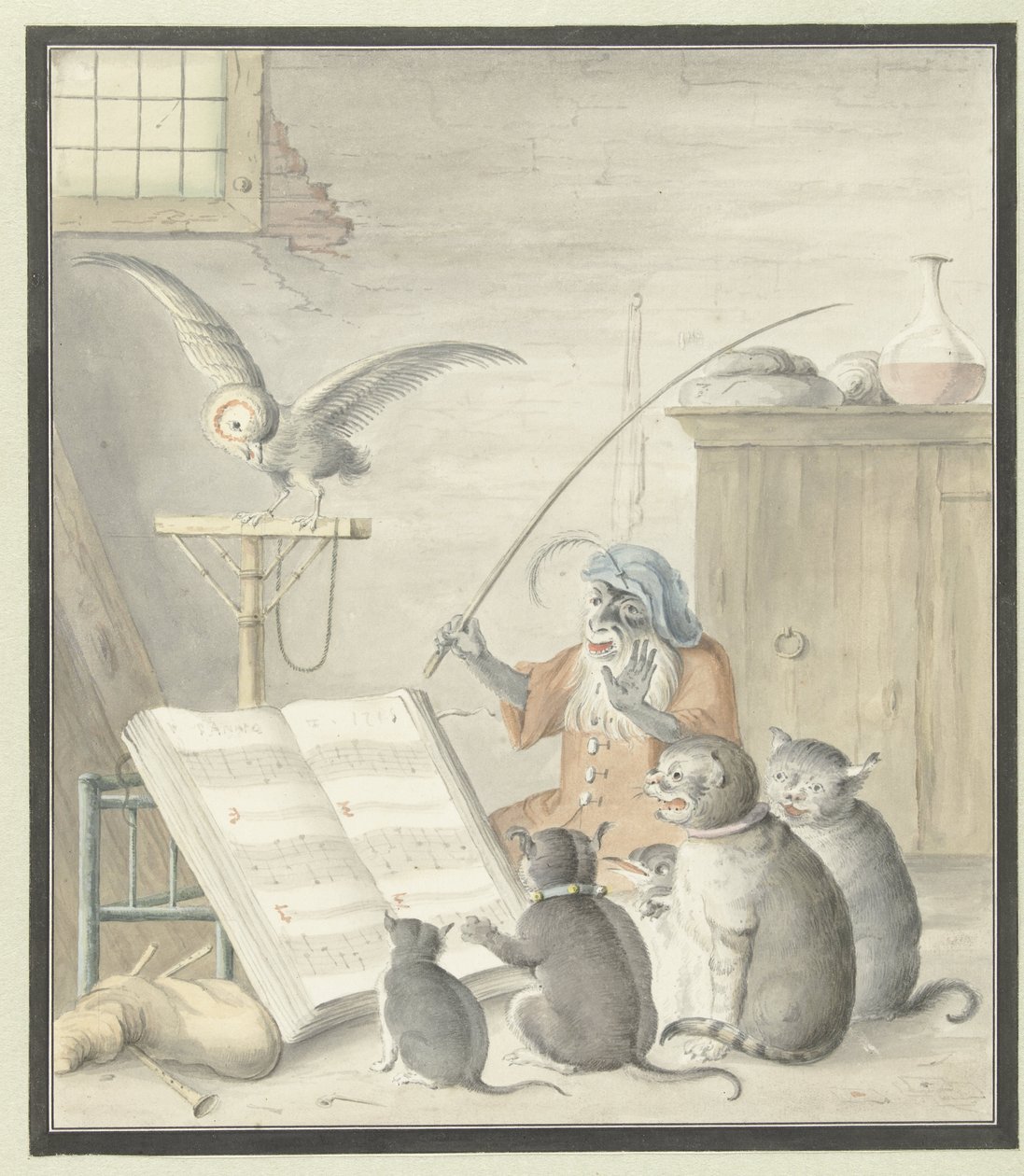 Interior with Cat Concert by Cornelis Saftleven (possibly)