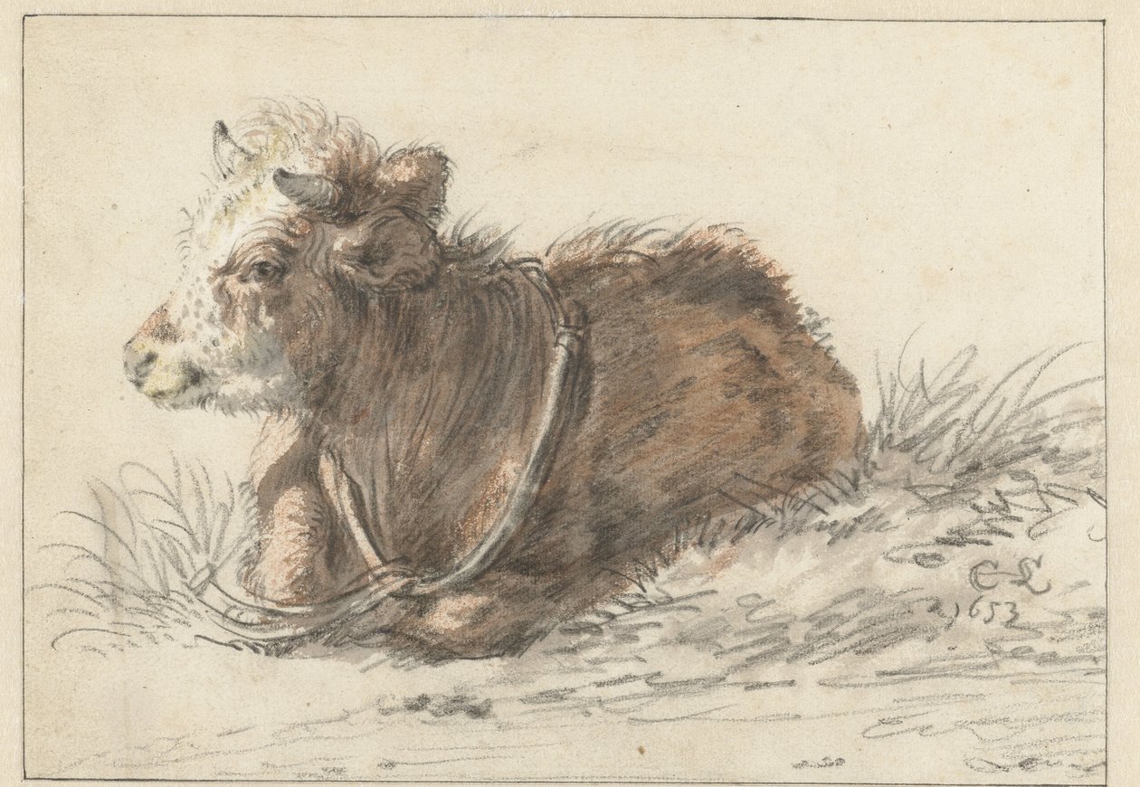 Lying Calf, Facing Left by Cornelis Saftleven